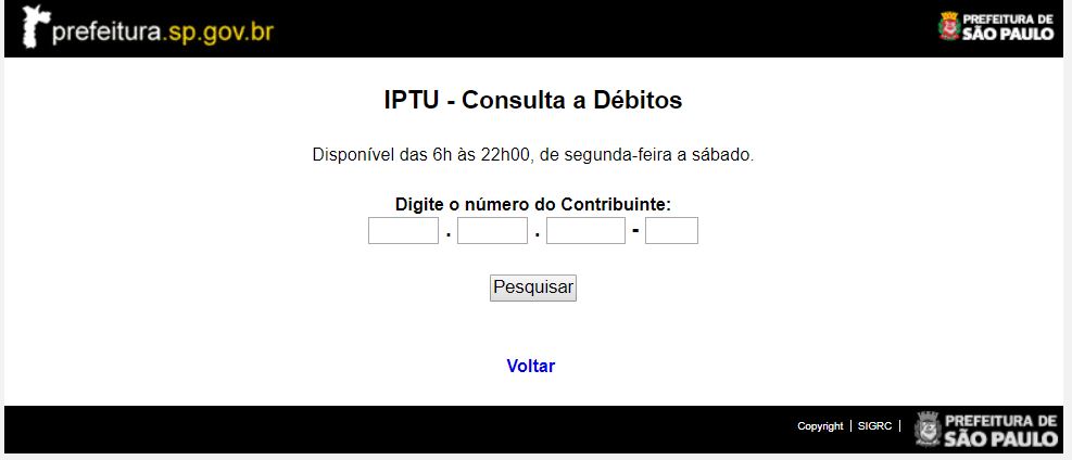 Exemplo: Consulta IPTU São Paulo